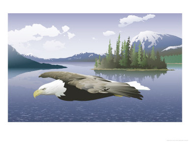 A Bald Eagle Flying Over a Lake
