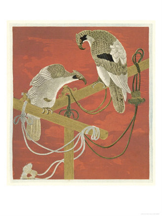 Two Eagles on a Gilded Perch, an Embroidered Fukusa a Kind of Mixed Media Production
