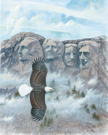 Eagle over Mount Rushmore