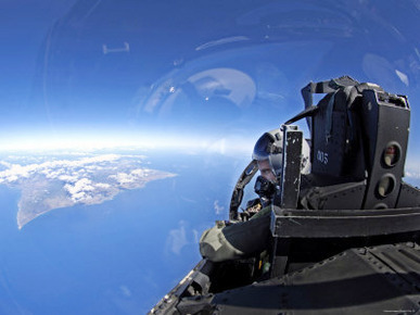 US Air Force Captain Looks out Over the Sky in a F-15 Eagle