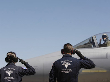 U.S. Air Force Senior Airmen Salute the Captain during Sentry Eagle, August 11, 2007