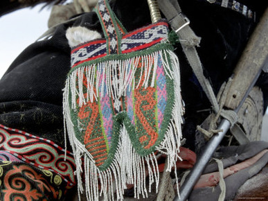 Pouch Holds Food for Eagles, Golden Eagle Festival, Mongolia